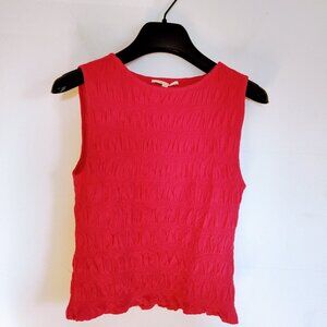 Ladies SZ XXS Madewell Pink Smocked Boatneck Tank